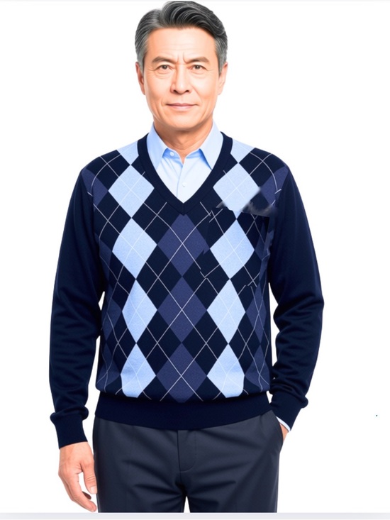 Merona Other - Merona Men's Navy & Light Blue Argyle V-Neck Sweater